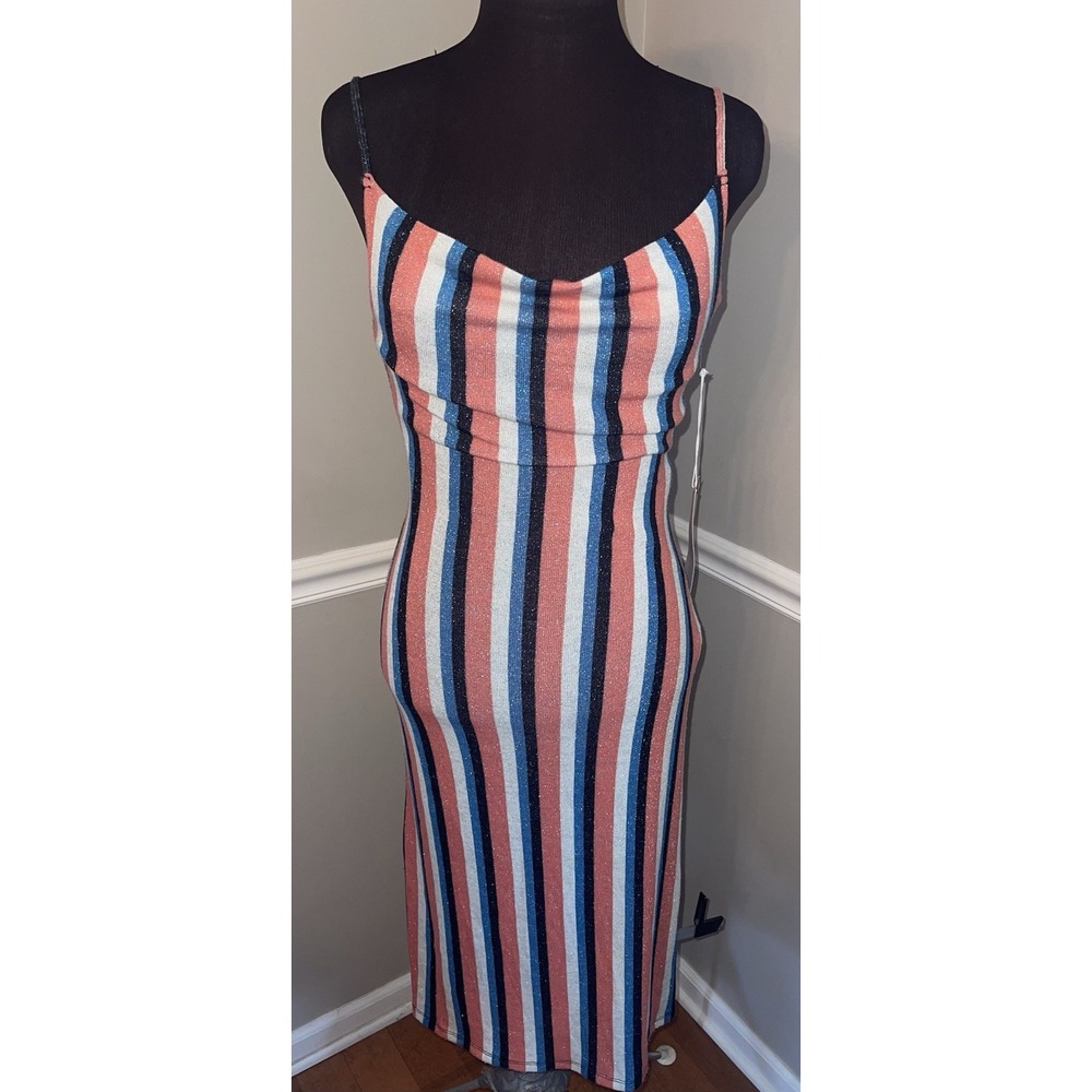 Mimi Chica Striped Sparkle Sexy Dress Pink Black Sz Small‎
